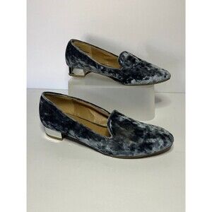 Womens Report Blue velvet loafer with silver heel size 8